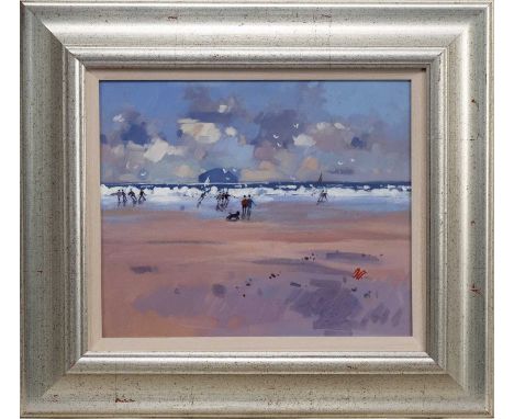 * JAMES ORR (SCOTTISH 1931 - 2019), WINTER BEACH, AYRSHIRE oil on board, signed, titled versoframed and under glass image siz