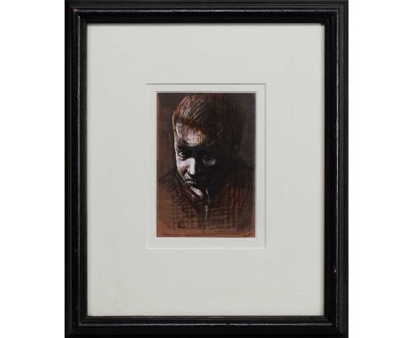 * PETER HOWSON OBE (SCOTTISH b. 1958), UNTITLED mixed media on paper, signedmounted, framed and under glassimage size 21cm x 