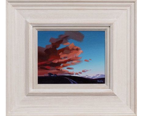 * JAMES (JIM) WYLIE, SUNSET STUDY oil on canvas, signed, titled versoframed and under glassimage size 20cm x 25cm, overall si