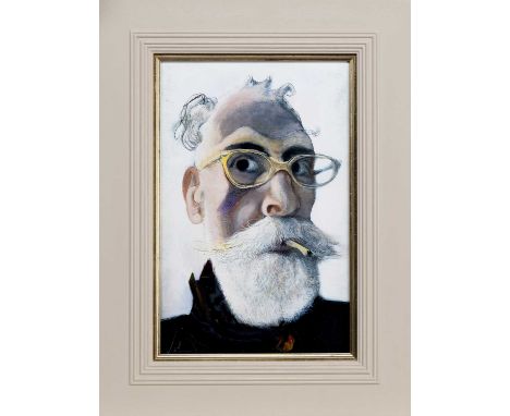 * JOHN BYRNE RSA (SCOTTISH 1940 - 2023), SELF PORTRAIT IN GOLD TINTED GLASSES  offset lithograph on paper framed and under gl