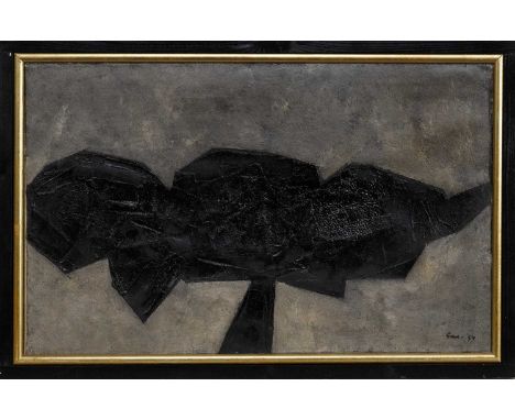 * WILLIAM GEAR RA FRSA RBSA (SCOTTISH 1915 - 1997), BLACK SPECIMEN IV oil on canvas, signed, titled and dated '57framedProven