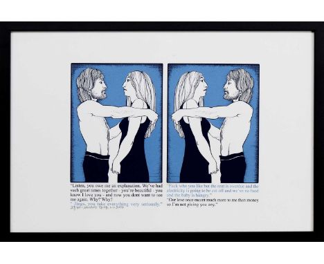 * ALASDAIR GRAY (SCOTTISH 1934 - 2019), DOMESTIC CONVERSATION limited edition silkscreen print on paper, signed, numbered 29/