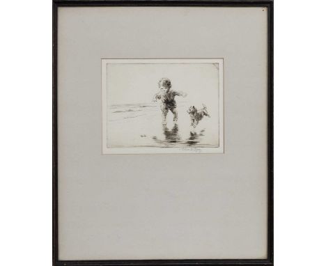 * EILEEN ALICE SOPER (BRITISH 1905 - 1990), WET SANDS  etching on paper, signed, titled label verso mounted, framed and under