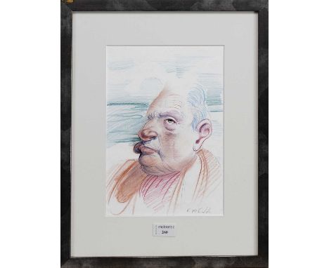 * FRANK MCFADDEN (SCOTTISH b. 1972), PORTRAIT STUDY mixed media on paper, signedmounted, framed and under glassimage size 29c