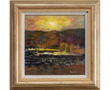 * DANNY FERGUSON RSW RGI (SCOTTISH 1925 - 1993), AUTUMN LOCH oil on board, signed, titled label versoframed and under glassim