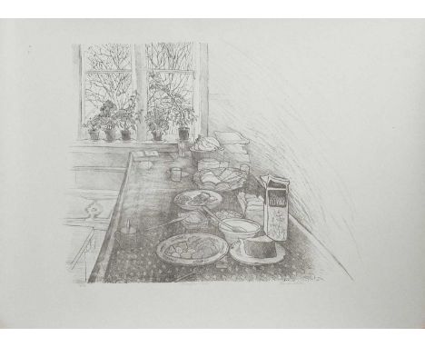 * FRANCES WALKER CBE RSA RSW (SCOTTISH b. 1930) THE BREAKFAST TABLE limited edition lithograph on paper, signed, titled and n