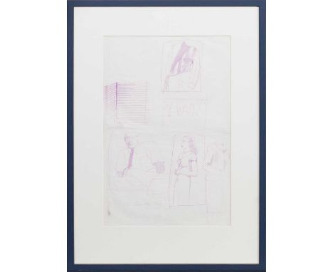 * JOHN BYRNE RSA (SCOTTISH 1940 - 2023), SKETCHES FROM 'THE COUNTRY GIRL' mixed media on paper, signed and titled mounted, fr