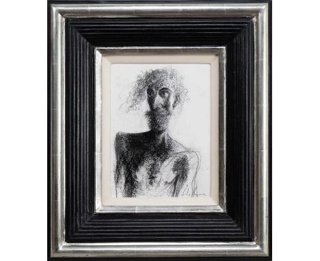 * JOHN BYRNE RSA (SCOTTISH 1940 - 2023), SELF PORTRAIT  charcoal on paper, signed, titled versoframed and under glass image s