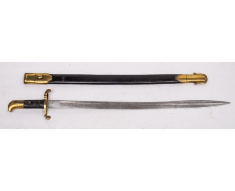 An 1855 pattern Sappers and Miners Lancaster sword bayonet by Reeves,: the straight pipe backed blade stamped as per title an