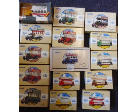 Corgi Classic Commercials and Corgi Classic Public Transport diecasts: includes Double Deck Tram Plymouth, Grimsby, Paisley, 