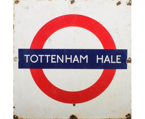 A London Underground enamel target/bullseye sign for Tottenham Hale by Burnham &amp; Co, London,: 61 x 61cm.