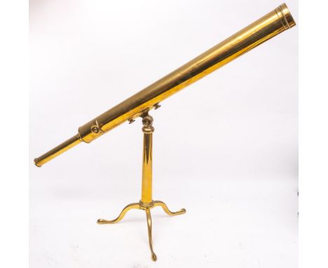 A 19th century lacquered brass 2 inch compound telescope by Dollond, London,: the 28 inch main tube signed to back plate as p