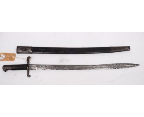 An 1855 pattern British Volunteer bayonet: the straight pipe back blade stamped 'C Chavasse', single quillon and two piece ch