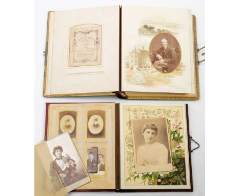 A late Victorian black leather Carte de Visite album dated 'Xmas 1894': containing various photographs of family members and 