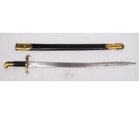 An 1855 pattern Sappers and Miners Lancaster sword bayonet by Beckmann:, the  straight pipe backed blade with War Department 