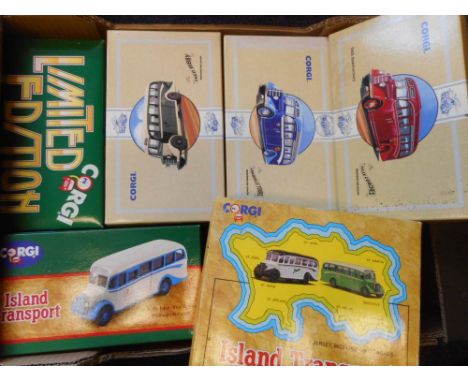 Corgi Classic Commercials, Island Transport and others: ten Bedford OB type Coaches: various liveries including Jersey  Pione