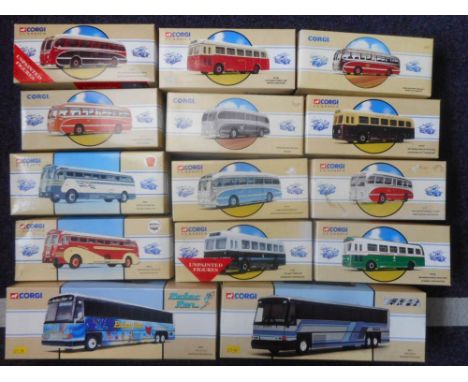 Corgi Classic Public transport, Classic Commercials, Modern and Vintage USA Buses: coaches include Peter Pan Birthday Bus, Bu