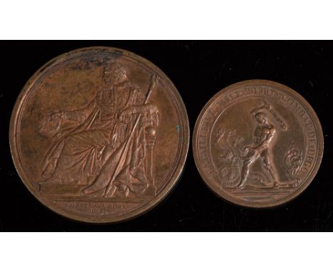 A Napoleonic 57mm medallion by R Gattraux Rome 1812, with 43mm 'Le Republic Francais A L'armie D'Italie' medallion.: