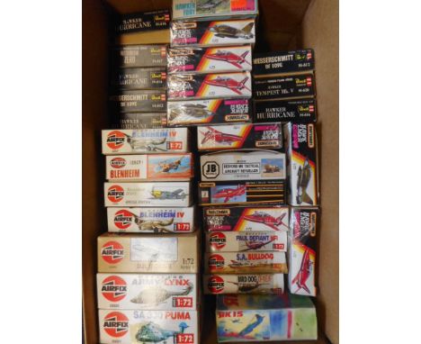 Matchbox, Revell and Airfix a collection of 1/72nd  plastic aircraft construction kits: includes fighter aircraft, helicopter