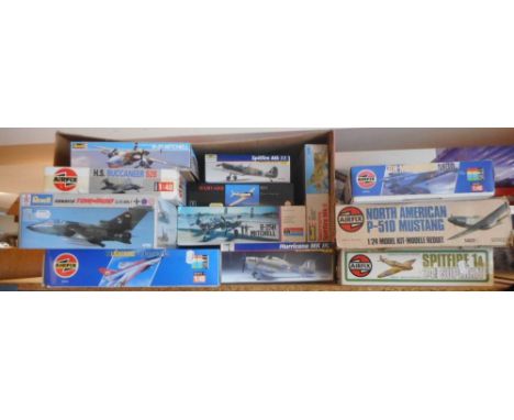 Monogram,  Revell and Airfix a collection of 1/24th, 1/32nd and 1/48th plastic aircraft construction kits,: includes;-  Spitf