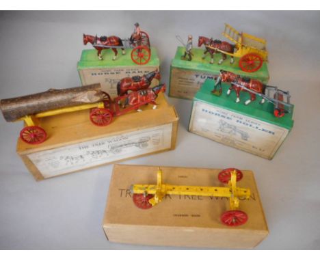 Britain's Farm Series: No 8F Horse Rake, No 4F Tumbrel Cart, No 9F Horse Roller,  Charbens Tractor Tree Wagon, damaged and an