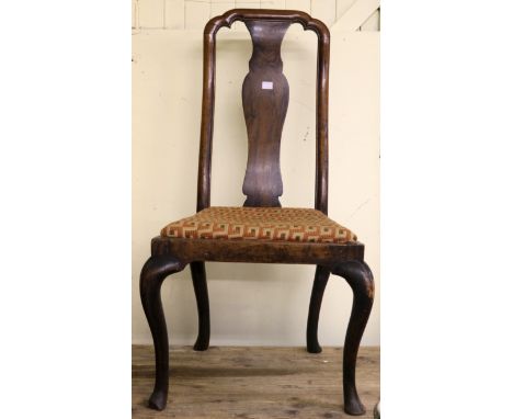 A CHINESE HONG MU CHINA TRADE SINGLE CHAIR, UPON CABRIOLE LEGS WITH VASE SHAPED SPLAT 18TH C.