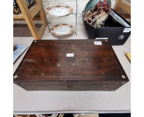 ANTIQUE WRITING BOX WITH MOTHER OF PEARL INLAY