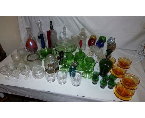 Large collection of mixed glassware , to include an art deco green glass dressing table set and lots of other items (2 boxes)