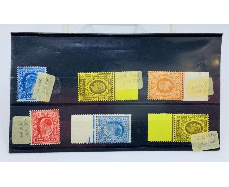 Gt Britain K. Ed. vals x 6, all mint, 4 are marginal, 1d, 2 1/2d (2), 3d(2) 4d