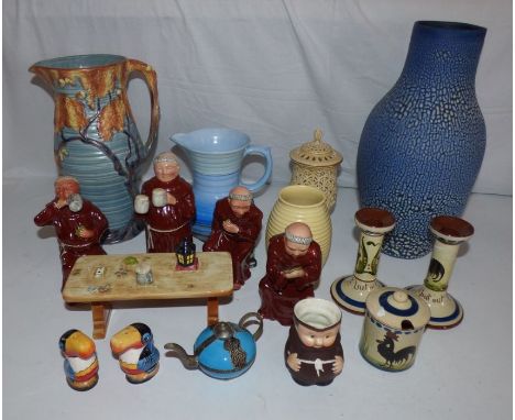 Collection of mixed ceramics , to include a large Carltonware jug , Shelly jug , Keith Murray vase&nbsp; , a group of monks ,