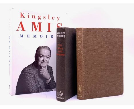 Collection of three signed books comprising: Memoirs, by Kingsley Amis, signed on tipped-in publisher's bookplate, London: Hu