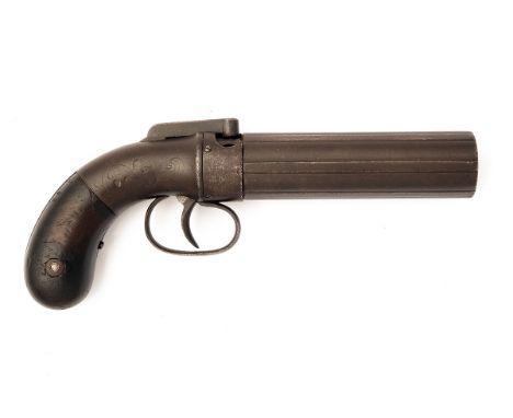 A .34 ETHAN ALLEN 'WORCESTER' PRODUCTION SIX-SHOT PERCUSSION PEPPERBOX PISTOL WITH 5in. BARREL GROUP, circa 1855 and of the s