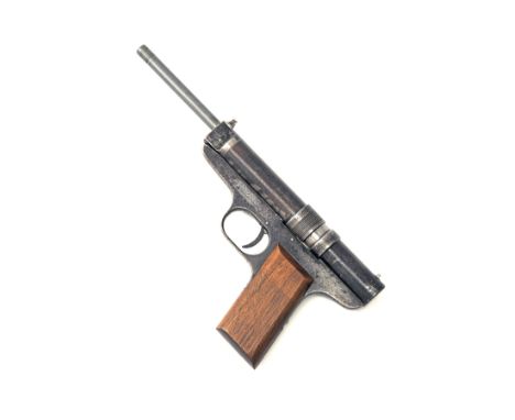 A SCARCE .177 PRE-WAR HUBERTUS AIR-PISTOL WITH RARE ORIGINAL INSTRUCTION LEAFLET, serial no. 8555, large version circa 1930, 