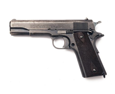 A .455 (AUTO) COLT '1911 GOVERNMENT' SEMI-AUTOMATIC PISTOL, serial no. W109556, for 1919, with 5in. barrel, blued slide with 