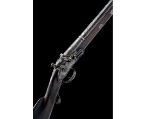 A FINE 10-BORE FLINTLOCK SPORTING MUSKET SIGNED MACLAUCHLAN, EDINBURGH, WITH INLAID TURKISH BARREL, assembled circa 1810, the