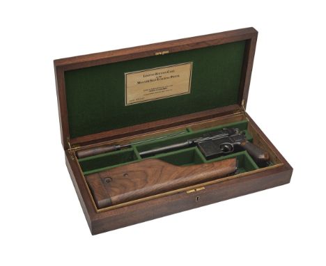 A MAUSER MODEL C96 'CONE-HAMMER' 7.63mm PISTOL, WITH LATER HOLSTER-STOCK AND CASE, serial no. 5153, for 1897, with reblued 5 