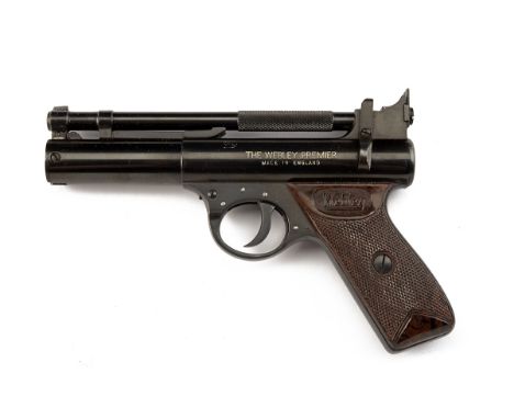 AN EXCEPTIONAL BOXED .22 WEBLEY &amp; SCOTT 'PREMIER A SERIES' AIR-PISTOL, batch no. 733, for 1965, with blued 6 5/8in. barre