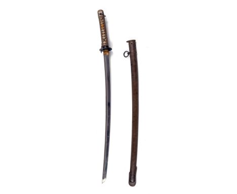 A GOOD WORLD WAR TWO JAPANESE N.C.O.'S SHIN-GUNTO SWORD, serial no. 74461, with 27 1/2in. katana style blade shallow fullered