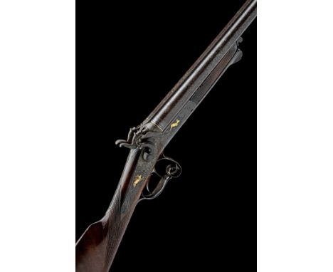 FRIEDRICH KORNER AN ORNATE 20-BORE LEFAUCHEUX PATENT UNDERLEVER HAMMERGUN, no visible serial number, circa 1880, 30 3/4in. (7