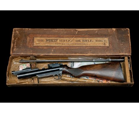 A SCARCE BOXED .22 WEBLEY &amp; SCOTT 'MKII SERVICE' AIR-RIFLE, serial no. S8952, circa 1936, with matching number 25 1/2in. 