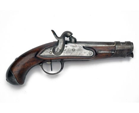 A .600 PERCUSSION PISTOL SIGNED MAUBEUGE ARSENAL, MODEL 'CONVERSION FOR THE GENDARMERIE', serial no. 88, remanufactured in 18