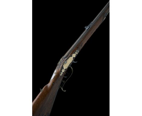 A RARE 6mm BELLOWS-OPERATED SINGLE-SHOT AIR-RIFLE SIGNED LOWENTZ, WIEN, no visible serial number, circa 1790, with 30in. smoo