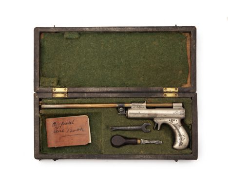 A CASED .21 POPE BROS. USA AIR-PISTOL, serial no. 5944, the so-called 'Rifle-Pistol' model circa 1877, with pull-forwards smo