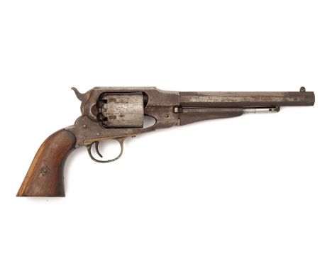 A .44 REMINGTON NEW MODEL ARMY PERCUSSION REVOLVER WITH MARTIAL MARKS, serial no. 130444, with octagonal 8in. barrel, address
