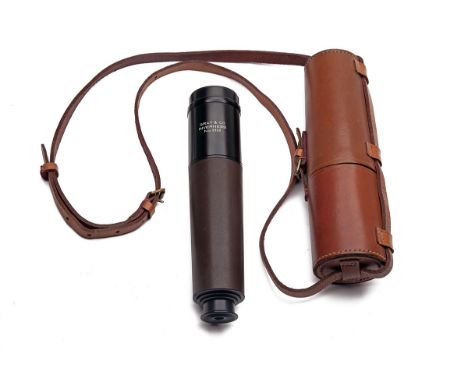 GRAY &amp; CO. (INVERNESS) A LEATHER-BOUND THREE-DRAW STALKING TELESCOPE, serial no. 3322, with anodised tubes, pull-out weat