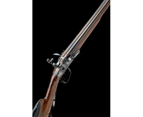 A 22-BORE FLINTLOCK CONTINENTAL DOUBLE-BARRELLED SPORTING GUN SIGNED LE COMTE, serial no. 5, circa 1800, with browned 32 1/4i
