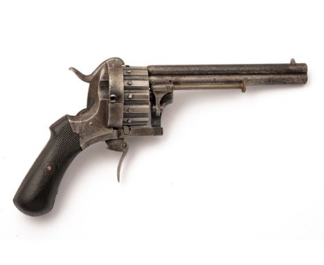 A RARE 7mm (PINFIRE) TWENTY-SHOT OVER-UNDER LEFAUCHEUX PATENT REVOLVER, serial no.145675, circa 1870, with superimposed round