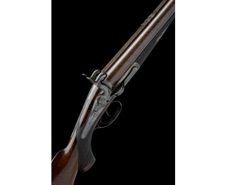 A SCARCE 12-BORE (PINFIRE) EARLY VARIANT 1860 PATENT 'LOCKFAST' SLIDE-AND-TILT SIDELEVER DOUBLE HAMMER RIFLE BY J.D. DOUGALL,