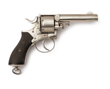 A .450 BELGIAN BULLDOG REVOLVER, UNSIGNED, serial no. 5649, with nickel-plated ovoid 4 1/8in. barrel, crescent fore-sight, sh