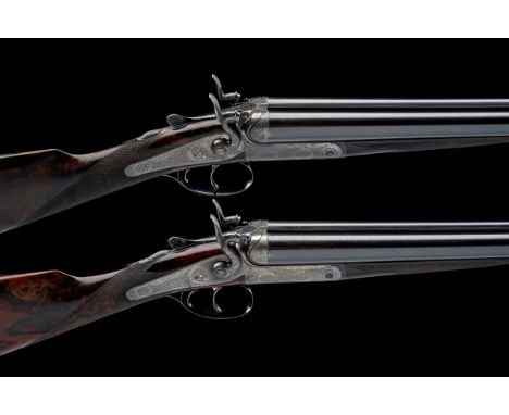 J. PURDEY & SONS A RARE PAIR OF 12-BORE TOPLEVER HAMMER EJECTOR GUNS, serial no. 15936 / 7, for 1897, 29in. nitro chopperlump